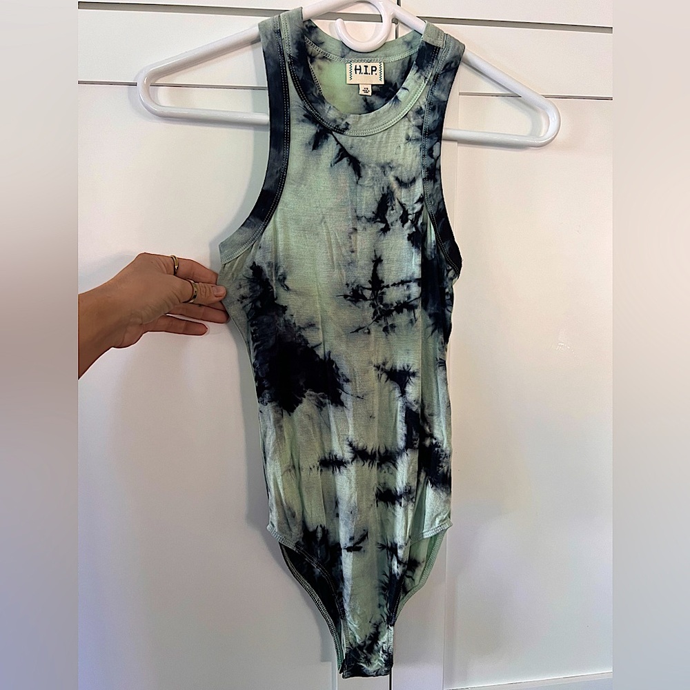 H.I.P. Tie-dye Blue Sleeveless Bodysuit